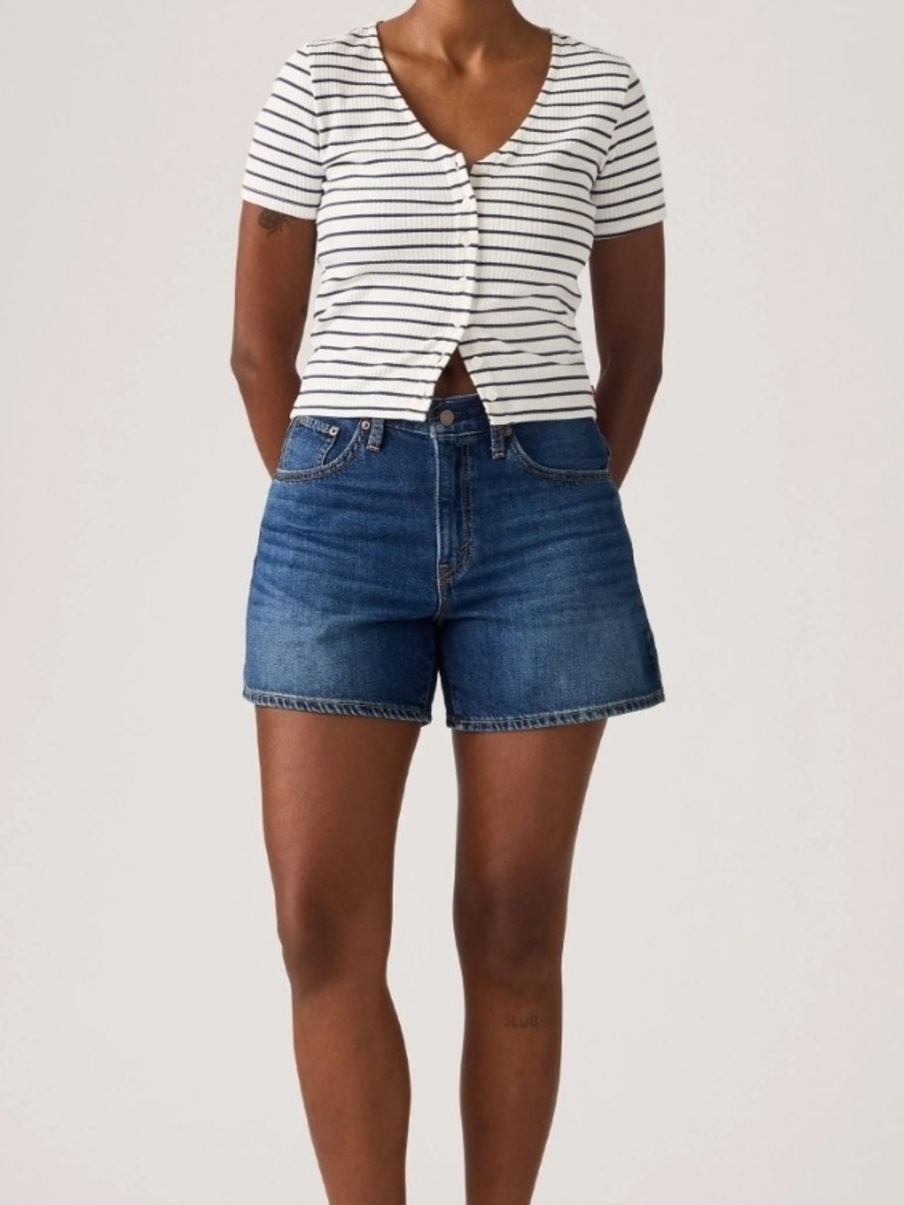 Levi's Dark Blue Denim High-Rise Shorts 31